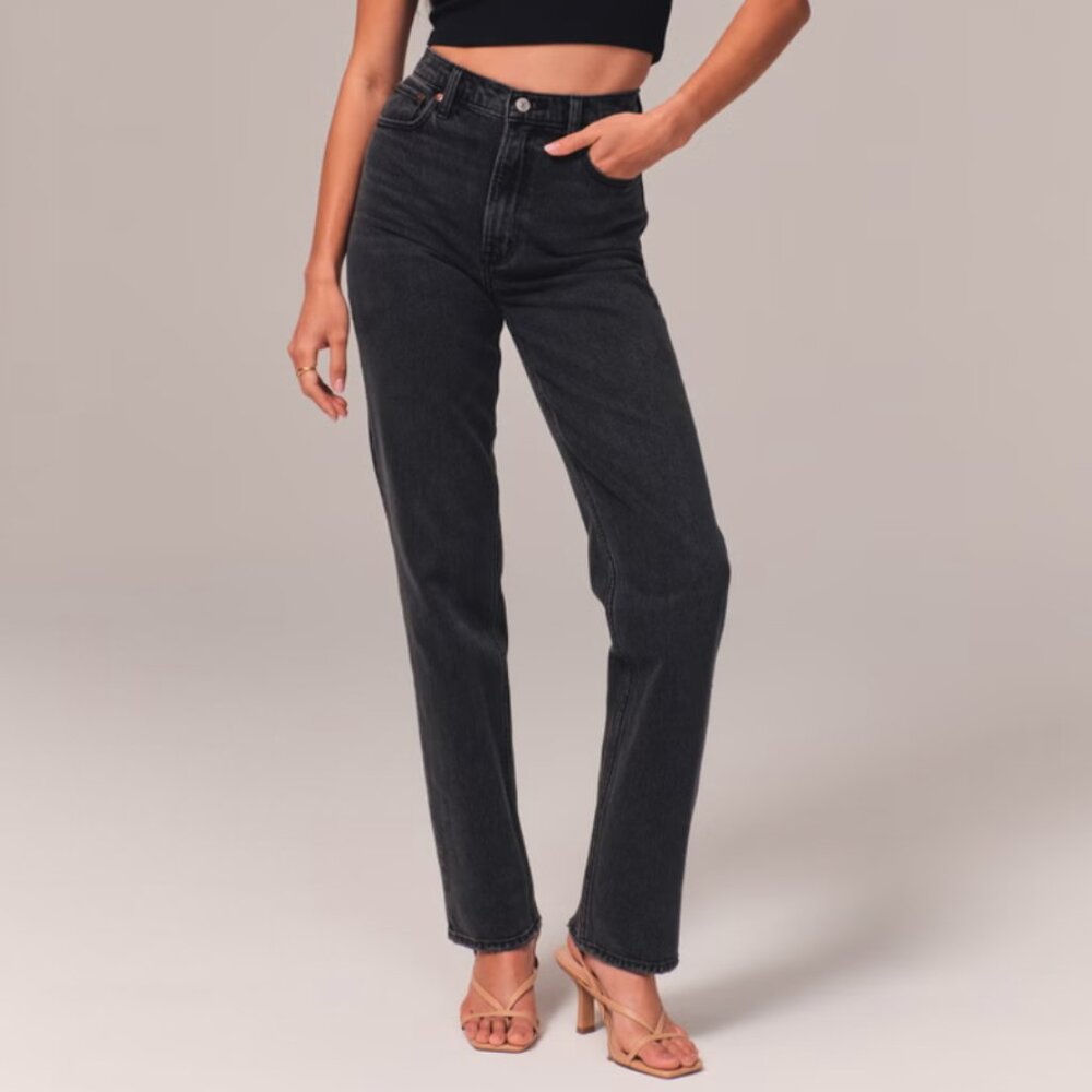 Abercrombie Black Curve Love Ultra High Rise 90s Straight Jean 28L
